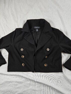 NYCC Black Crop Double Breasted Peacoat Size L New York Clothing Company Womens